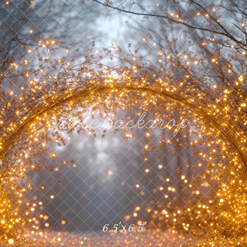 Kate Winter Lichterzweige Bokeh Gold Hintergrund Entworfen von Mini MakeBelieve - Kate Backdrop.de