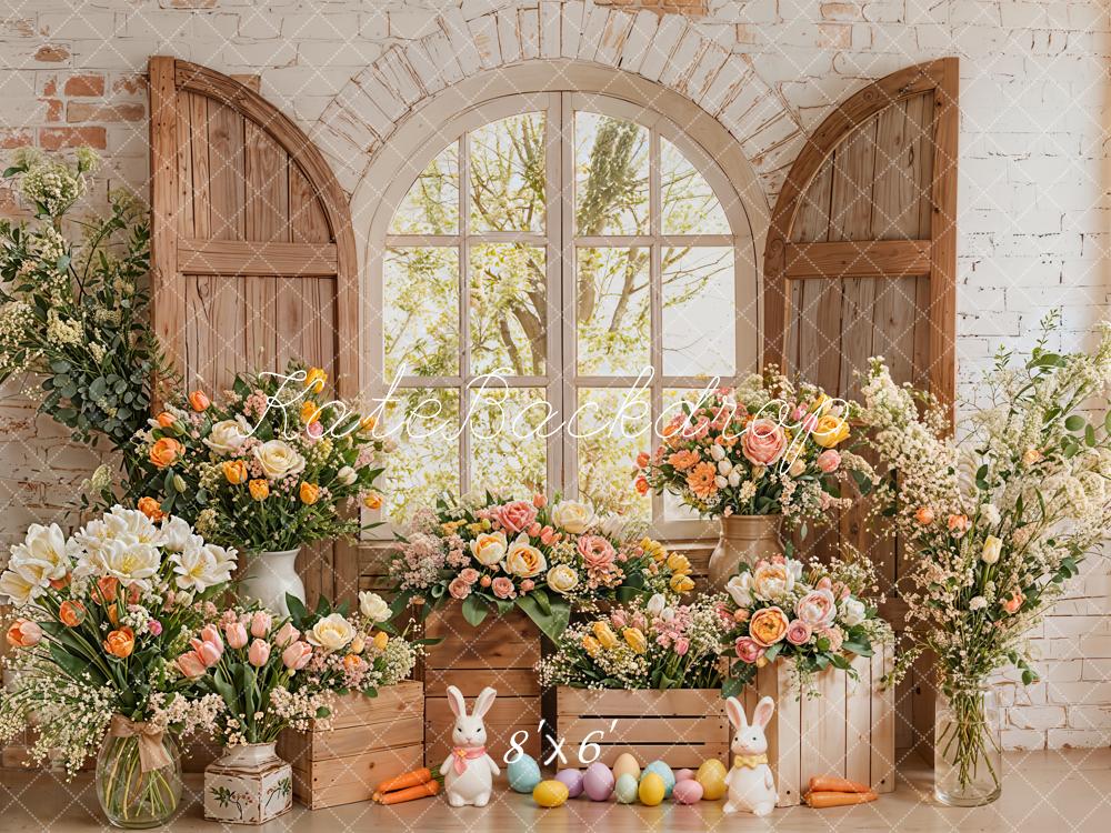 Kate Ostern Fenster Blumen Pastell Hintergrund Entworfen von Emetselch