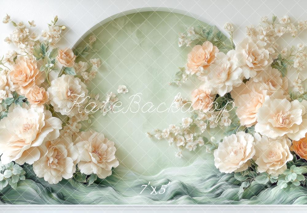 Kate Blumen Bogen Pfirsich Pastell Hintergrund Entworfen von Mini MakeBelieve - Kate Backdrop.de