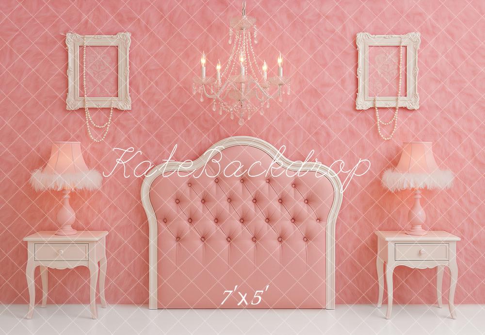 Kate Prinzessin Schlafzimmer Kopfteil Rosa Hintergrund Entworfen von Ashley Paul - Kate Backdrop.de