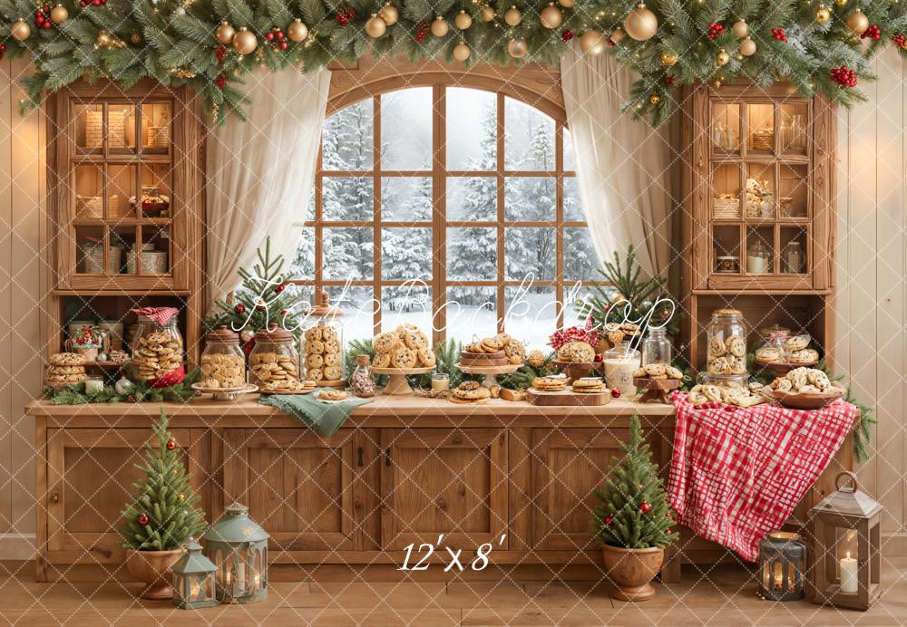 Kate Weihnachten Keksbuffet Fenster Rustikal Hintergrund Entworfen von Emetselch - Kate Backdrop.de