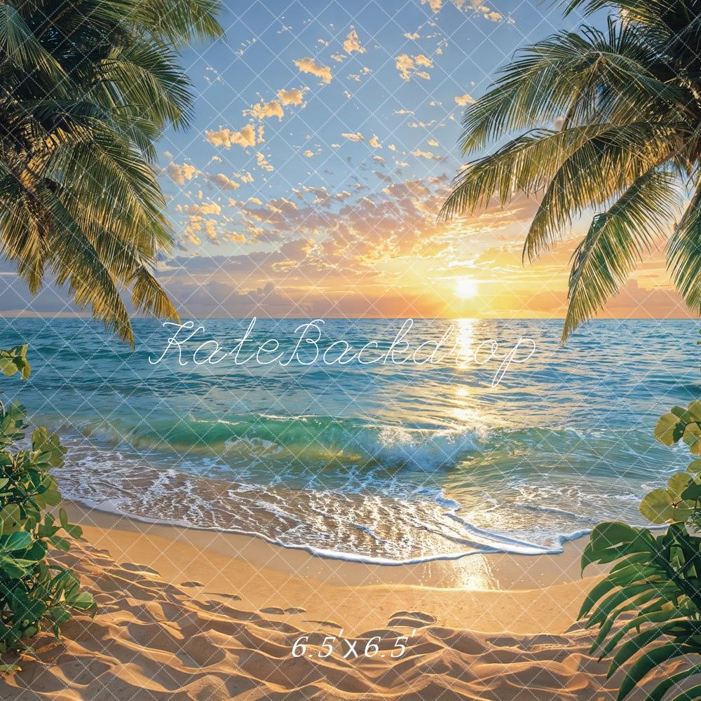 Kate Sommer Strand Palmen Sonnenuntergang Hintergrund Entworfen von Emetselch