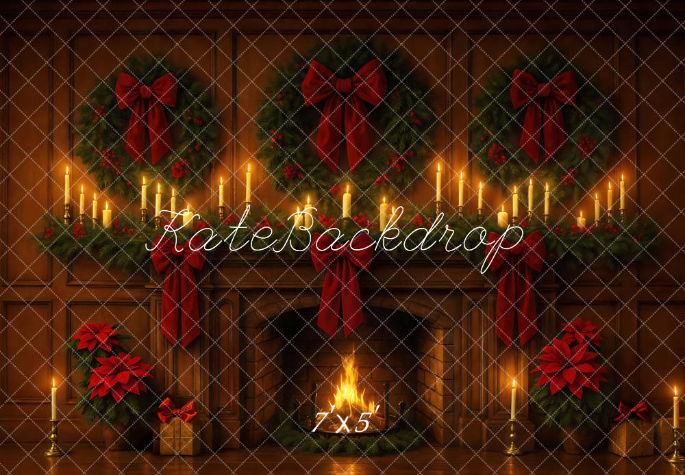 Kate Weihnachten Kamin Kranz Kerzen Hintergrund Entworfen von Mini MakeBelieve