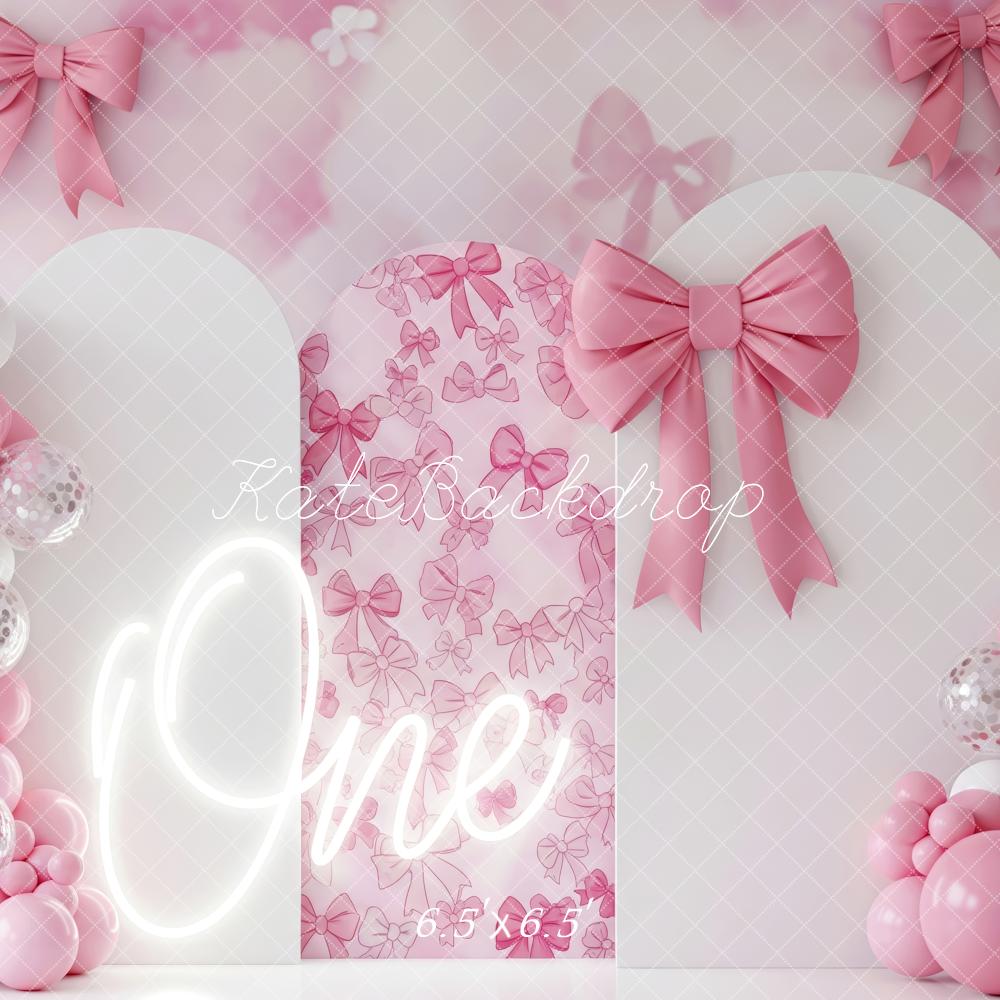 Kate Geburtstag Eins Schleifen Ballons Rosa Hintergrund Entworfen von Patty Roberts