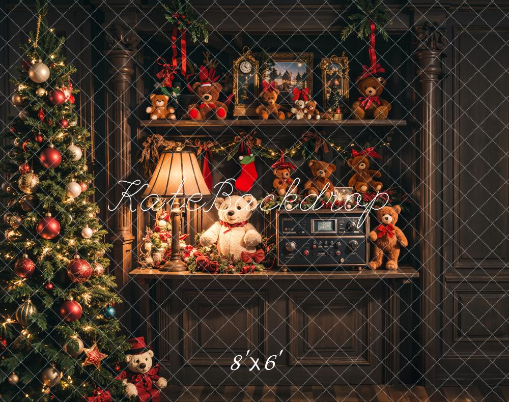 Kate Weihnachten Teddybären Baum Vintage Fleece Hintergrund Entworfen von Emetselch - Kate Backdrop.de