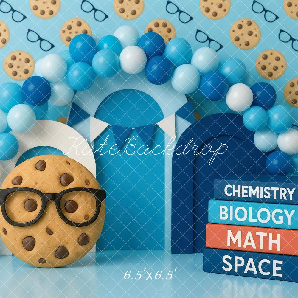 Kate Schule Cookie Ballons Blau Hintergrund Entworfen von Mini MakeBelieve - Kate Backdrop.de