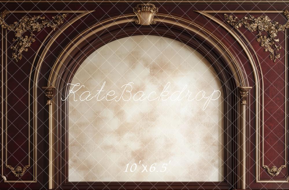 Kate Vintage Bogen Goldverzierung Rot Hintergrund Entworfen von Mini MakeBelieve