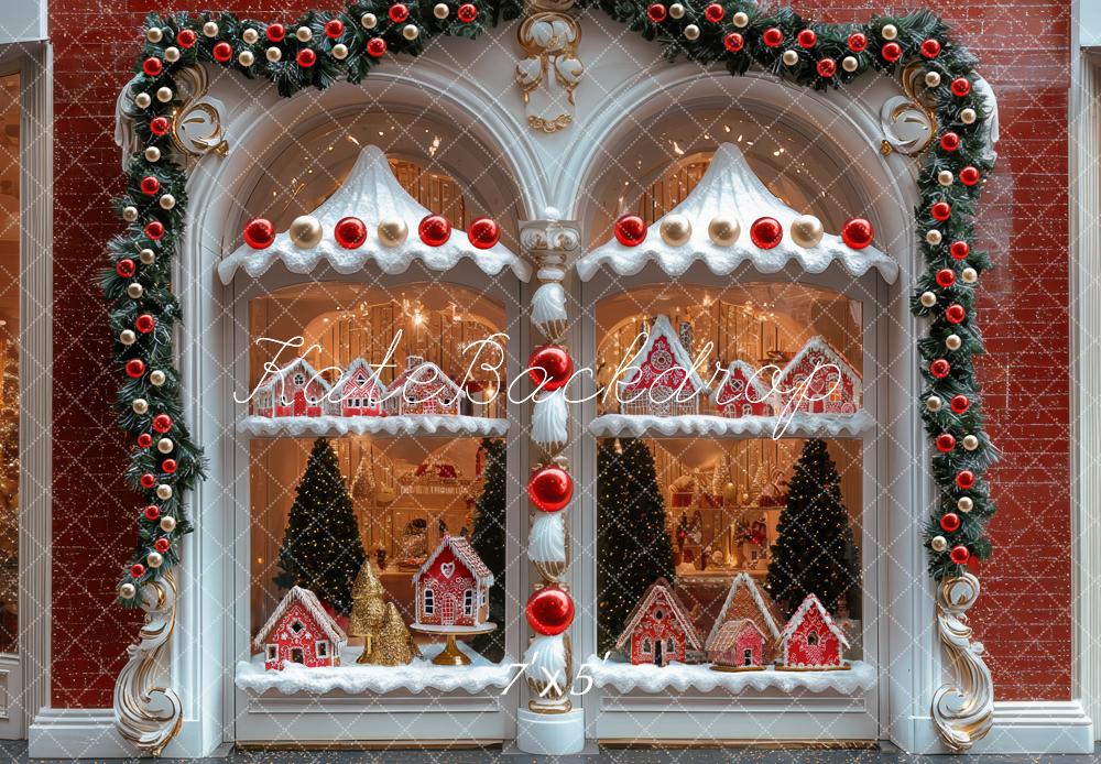 Kate Weihnachten Schaufenster Lebkuchenhaus Vintage Hintergrund Entworfen von Mini MakeBelieve - Kate Backdrop.de