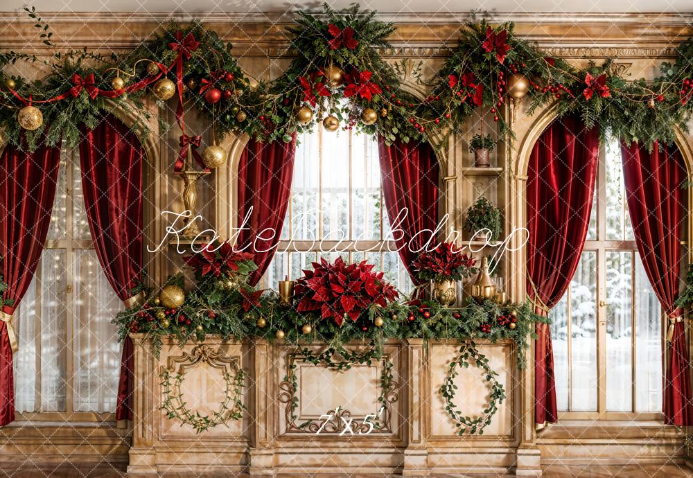 Kate Weihnachten Luxus Girlanden Rot Gold Hintergrund Entworfen von Emetselch