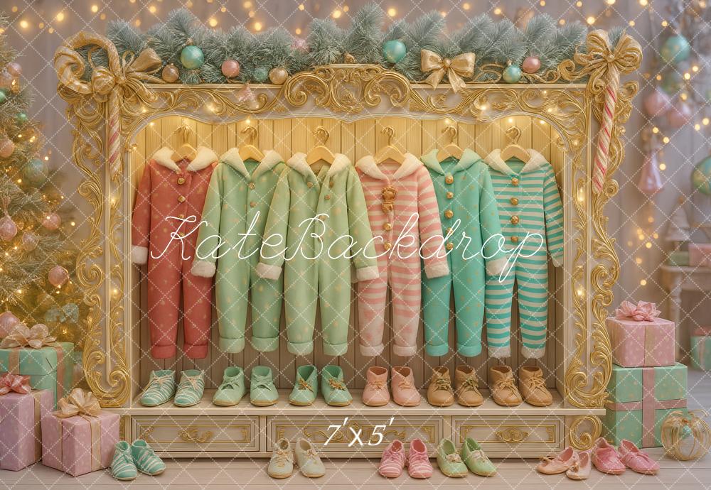 Kate Weihnachten Kinder Pyjamas Pastell Hintergrund Entworfen von Ashley Paul - Kate Backdrop.de