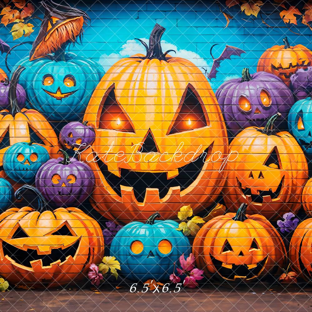 Kate Halloween Kürbisse Bunt Illustrativ Hintergrund Entworfen von Emetselch - Kate Backdrop.de