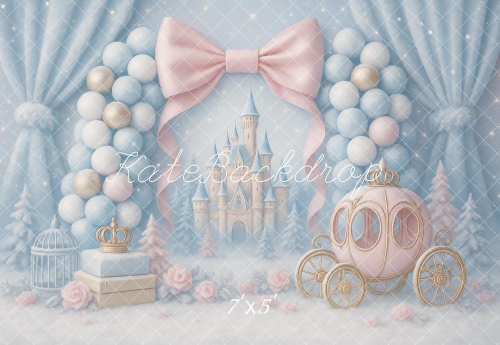 Kate Märchen Schloss Kutsche Pastell Hintergrund Entworfen von Ashley Paul - Kate Backdrop.de