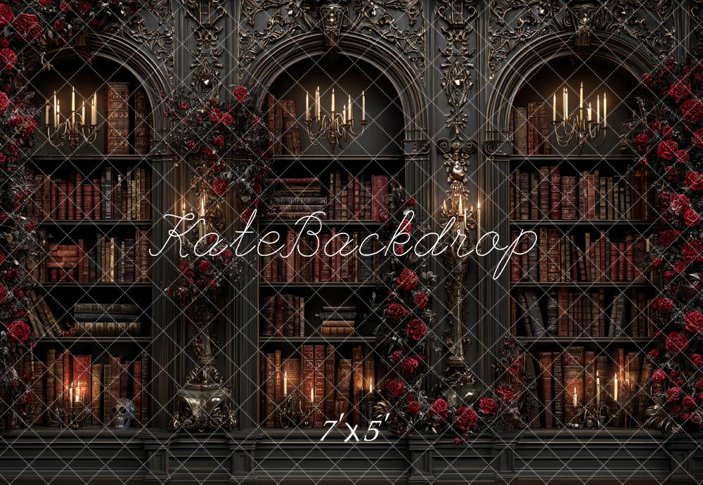Kate Dunkle Bibliothek Rosen Kerzenleuchter Hintergrund Entworfen von Ashley Paul