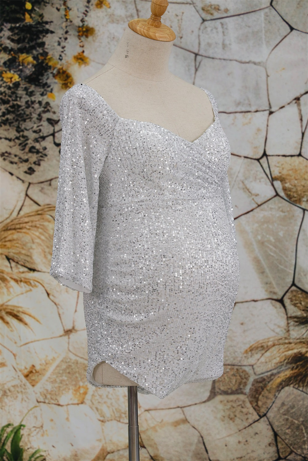Kate Sequin Straight Stripe Mid Sleeve Maternity Photoshoot Short Skirt - Kate Backdrop.de