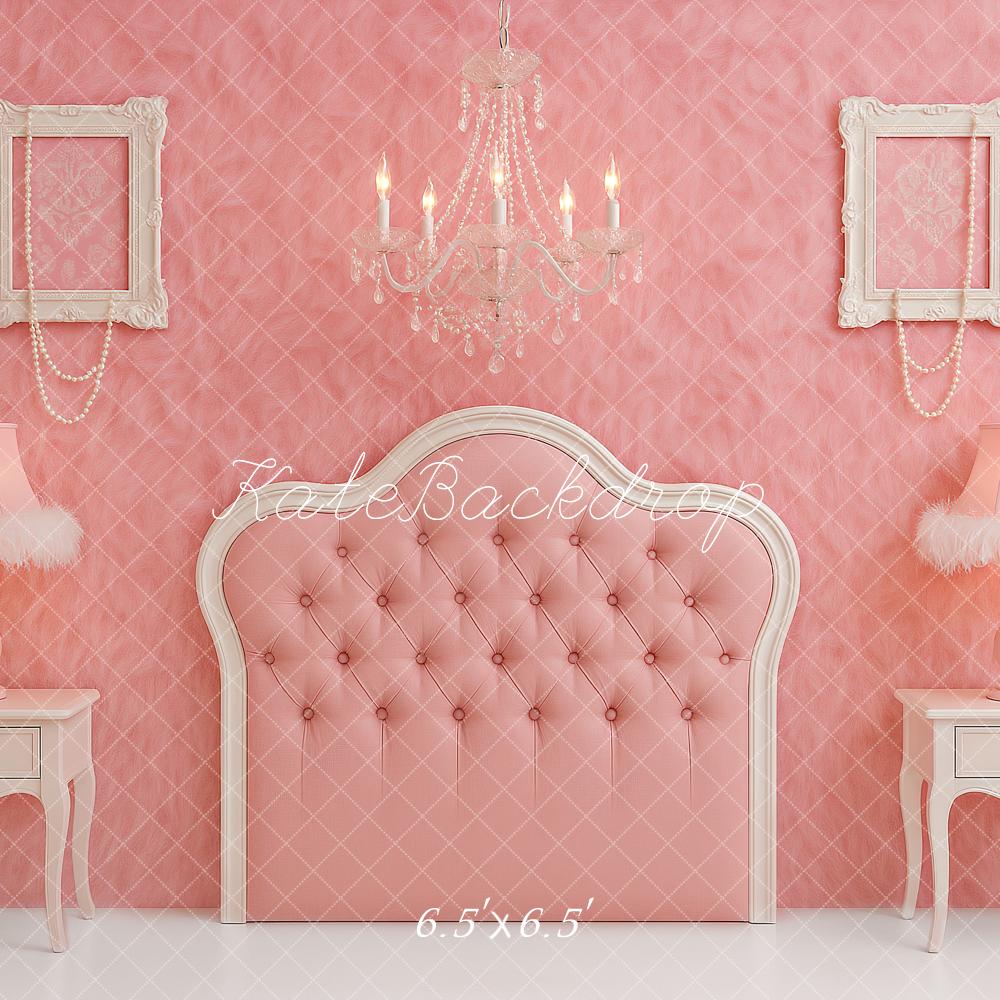 Kate Prinzessin Schlafzimmer Kopfteil Rosa Hintergrund Entworfen von Ashley Paul - Kate Backdrop.de