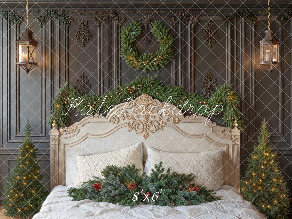 Kate Weihnachten Bett Tannen Elegant Fleece Hintergrund Entworfen von Emetselch - Kate Backdrop.de