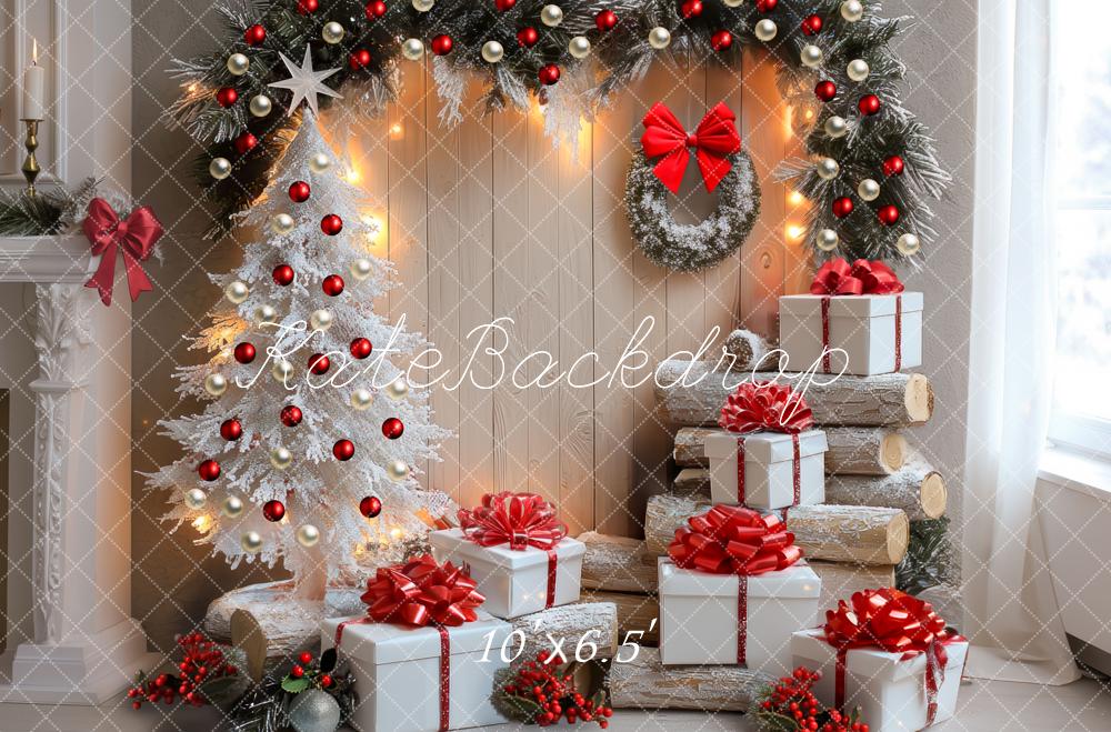 Kate Weihnachten Geschenke Weiß Rot Hintergrund Entworfen von Mini MakeBelieve - Kate Backdrop.de