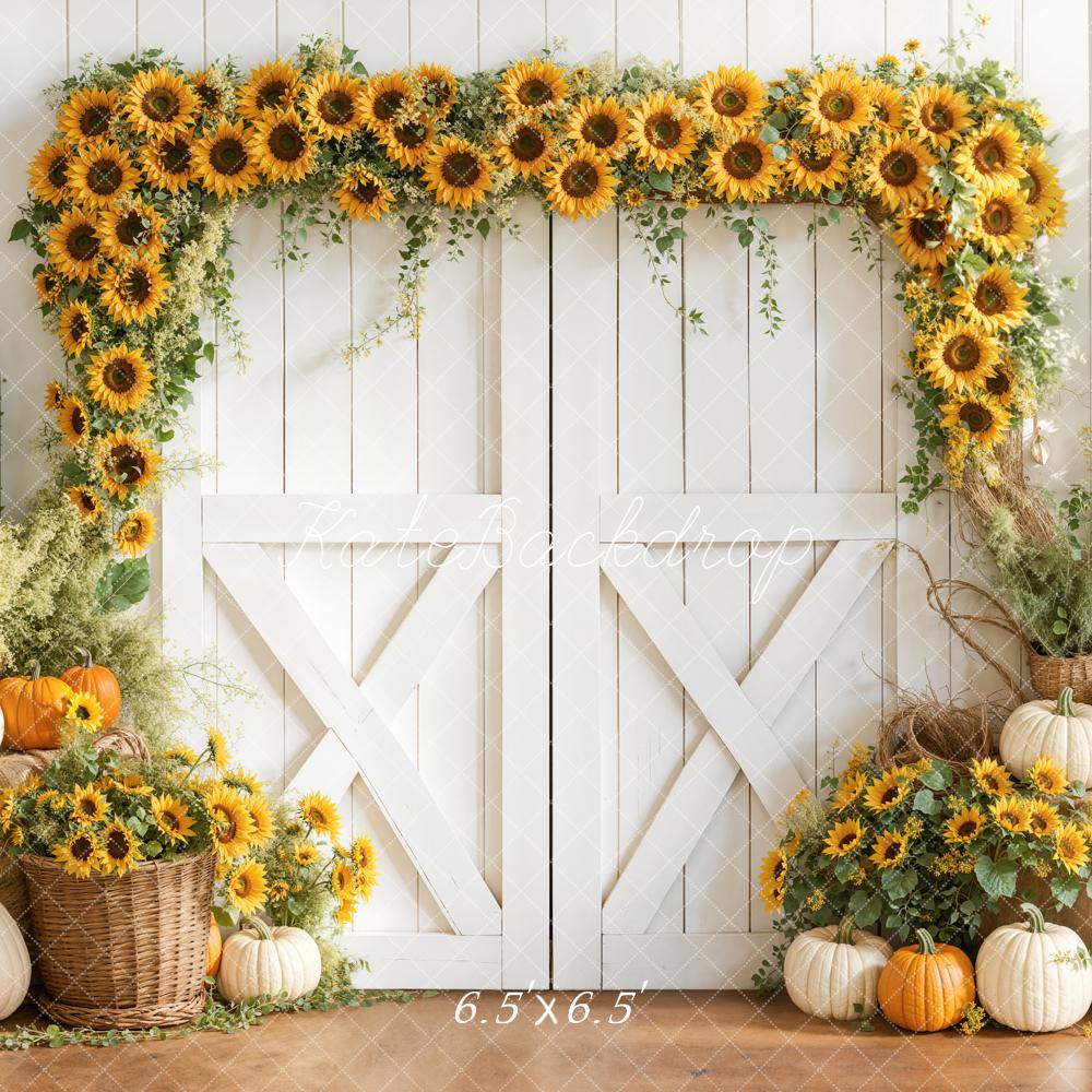 Kate Herbst Sonnenblumen Kürbis Rustic Hintergrund Entworfen von Emetselch - Kate Backdrop.de