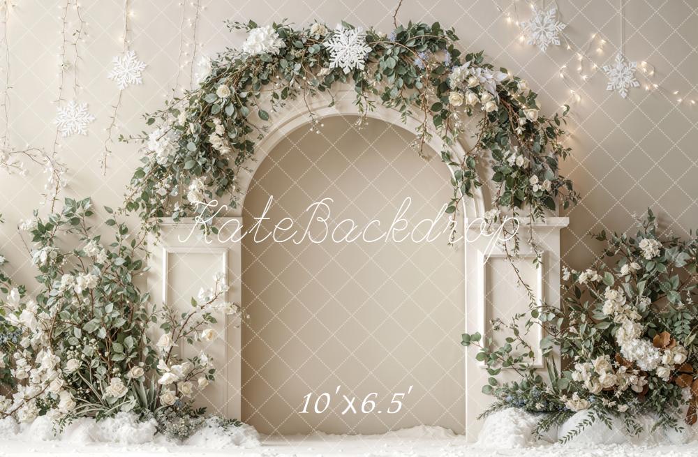 Kate Weihnachten Floraler Bogen Weiß Hintergrund Entworfen von Emetselch - Kate Backdrop.de