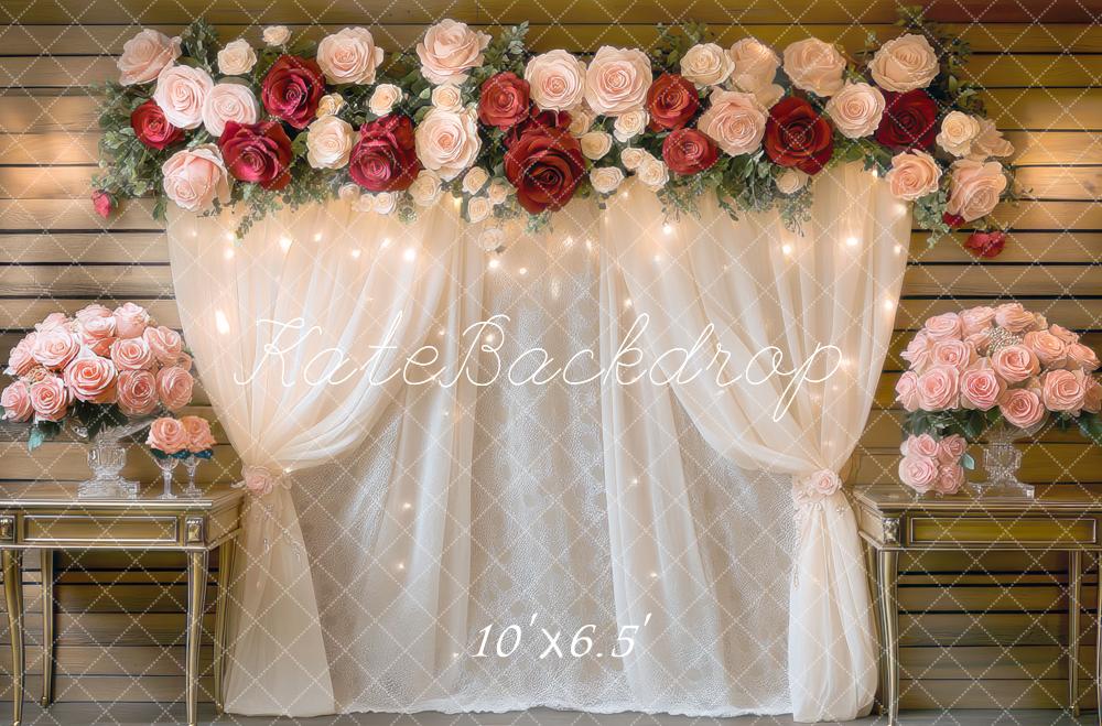 Kate Hochzeit Rosen Blumen Vorhang Hintergrund Entworfen von Mini MakeBelieve - Kate Backdrop.de