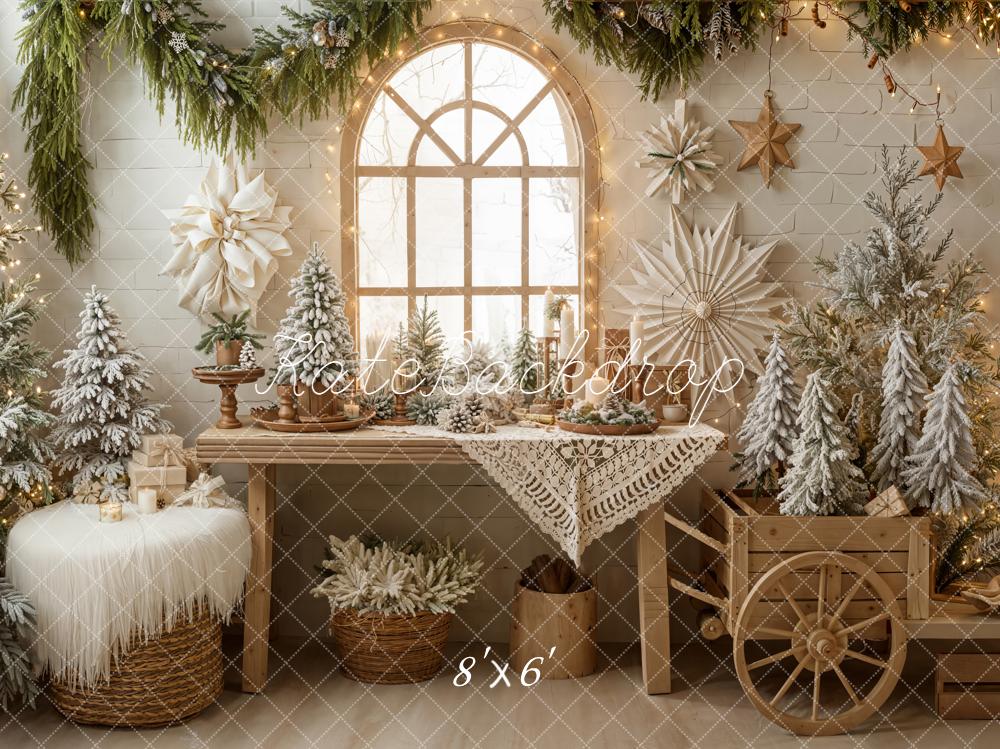 Kate Weihnachten Fenster Tannen Natur Fleece Hintergrund Entworfen von Emetselch - Kate Backdrop.de