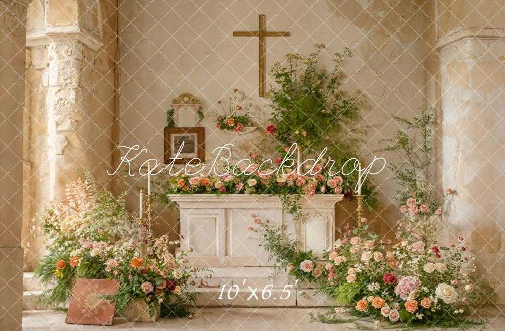 Kate Hochzeit Altar Blumen Kreuz Vintage Fleece Hintergrund Entworfen von Emetselch