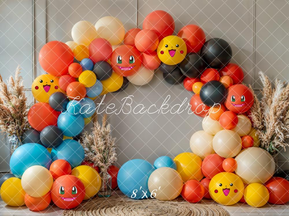 Kate Geburtstag Luftballons Cartoon Bunt Hintergrund Entworfen von Emetselch - Kate Backdrop.de