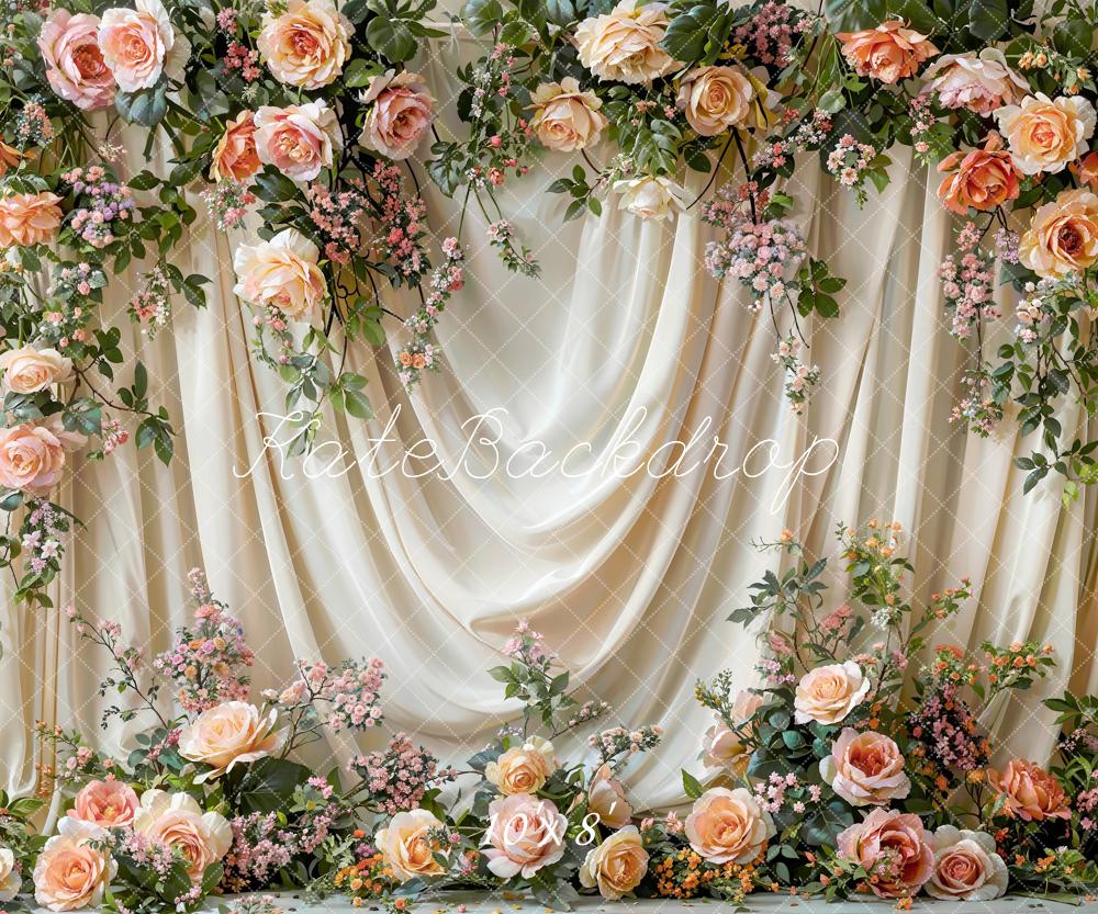 Kate Hochzeit Rosen Vorhang Creme Hintergrund Entworfen von Emetselch - Kate Backdrop.de