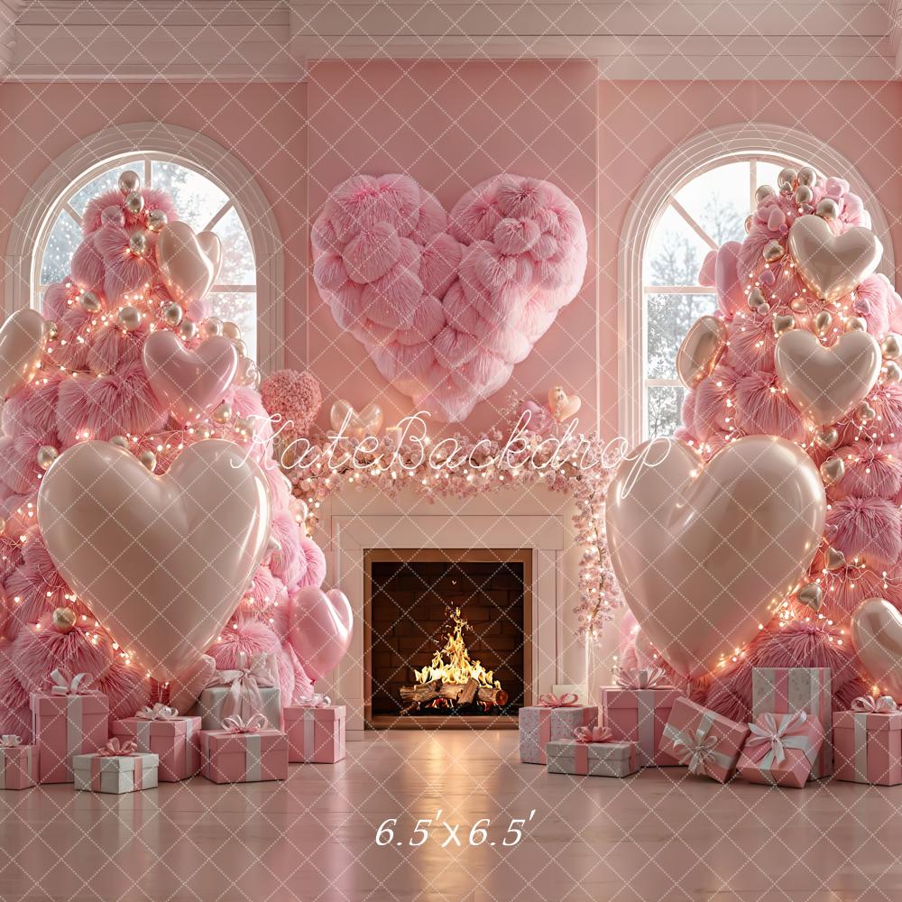 Kate Weihnachten Rosa Tannenbäume Herzen Hintergrund Entworfen von Emetselch - Kate Backdrop.de