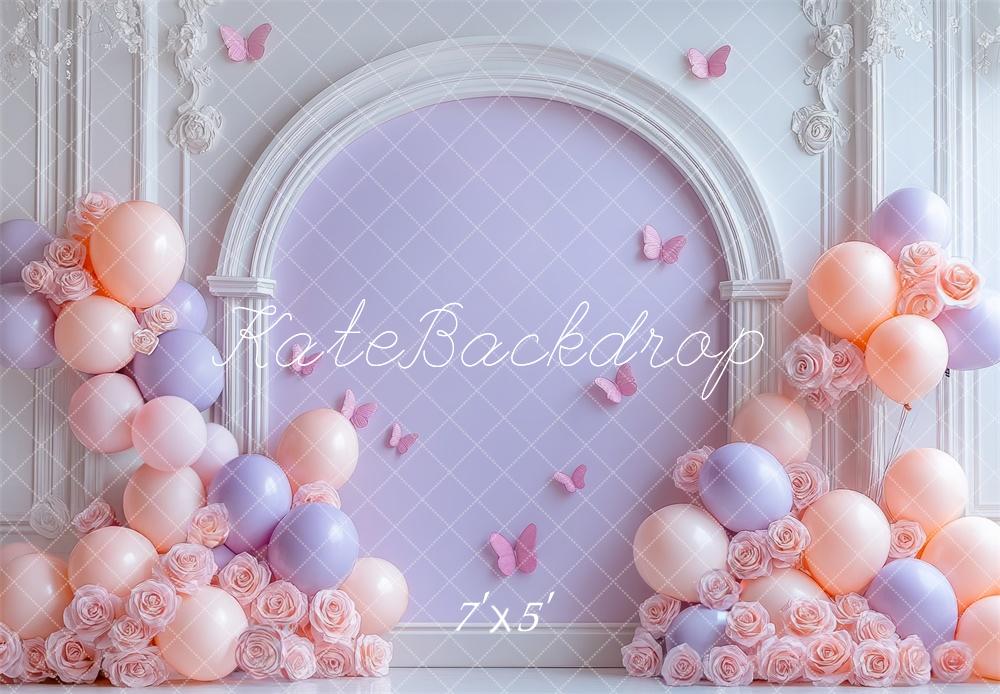 Kate Geburtstag Ballons Rosen Pastell Hintergrund Entworfen von Mini MakeBelieve
