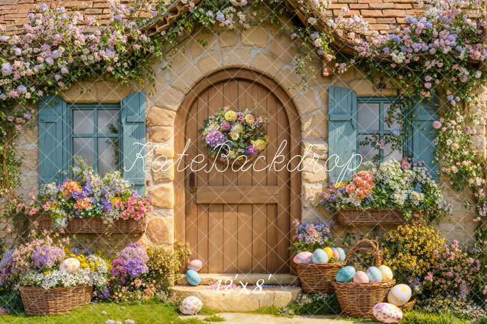 Kate Ostern Blumen Eier Cottage Pastell Hintergrund Entworfen von Emetselch
