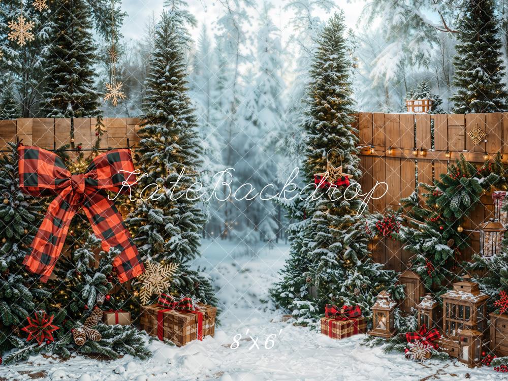 Kate Weihnachten Winterwald Geschenke Holz Fleece Hintergrund Entworfen von Emetselch