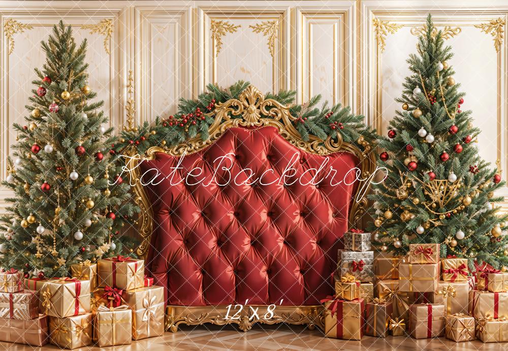 Kate Weihnachten Geschenkboxen Kopfteil Rot Fleece Hintergrund Entworfen von Emetselch - Kate Backdrop.de