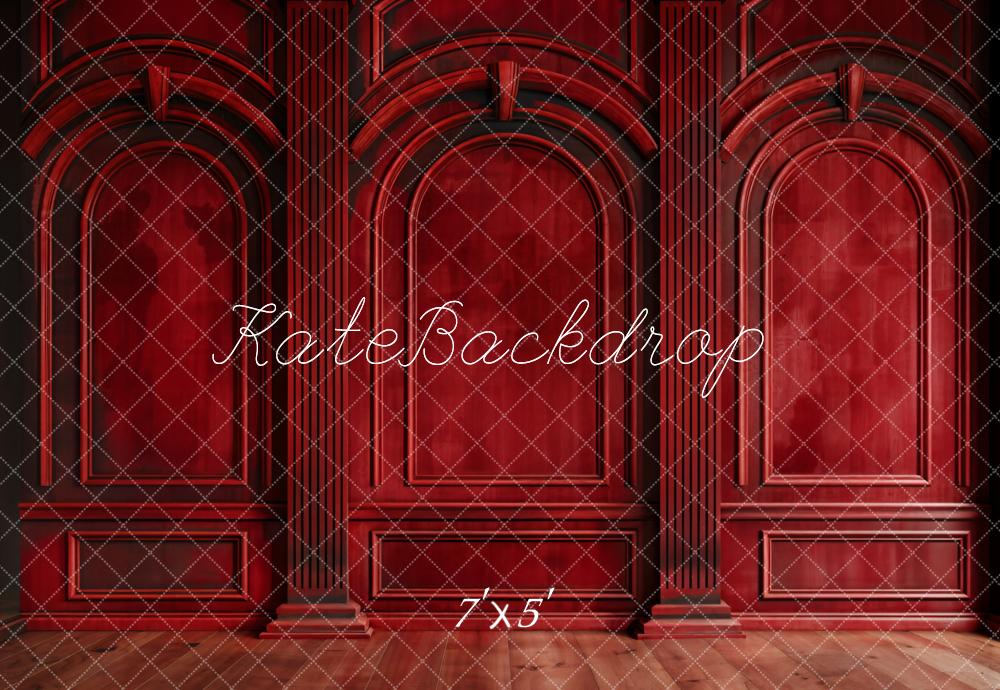 Kate Vintage Rote Wand Bogen Hintergrund Entworfen von Chain - Kate Backdrop.de