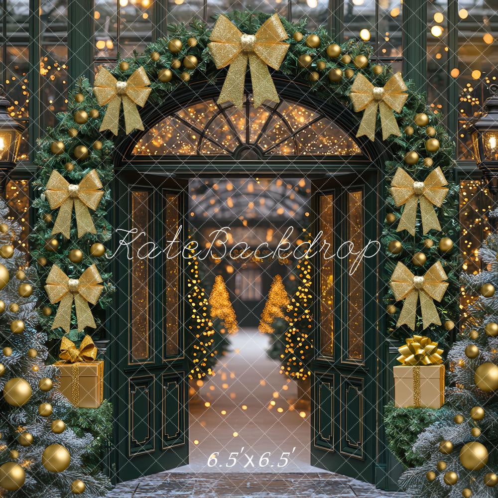 Kate Weihnachten Tor Girlande Gold Hintergrund Entworfen von Mini MakeBelieve - Kate Backdrop.de