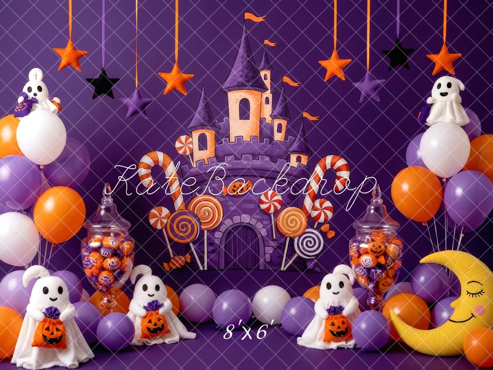 Kate Halloween Schloss Geister Lila Hintergrund Entworfen von Patty Roberts - Kate Backdrop.de