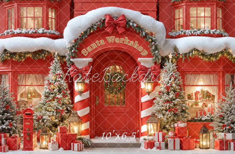 Kate Weihnachten Werkstatt Schnee Rot Hintergrund Entworfen von Emetselch - Kate Backdrop.de
