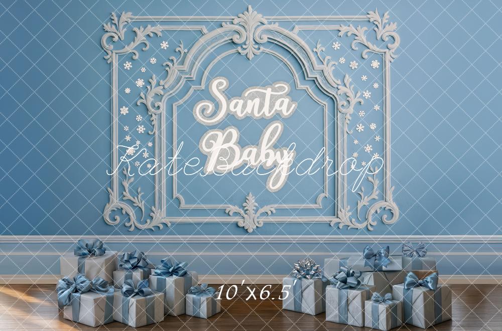 Kate Weihnachten Geschenke Blau Klassisch Hintergrund Entworfen von Mini MakeBelieve - Kate Backdrop.de