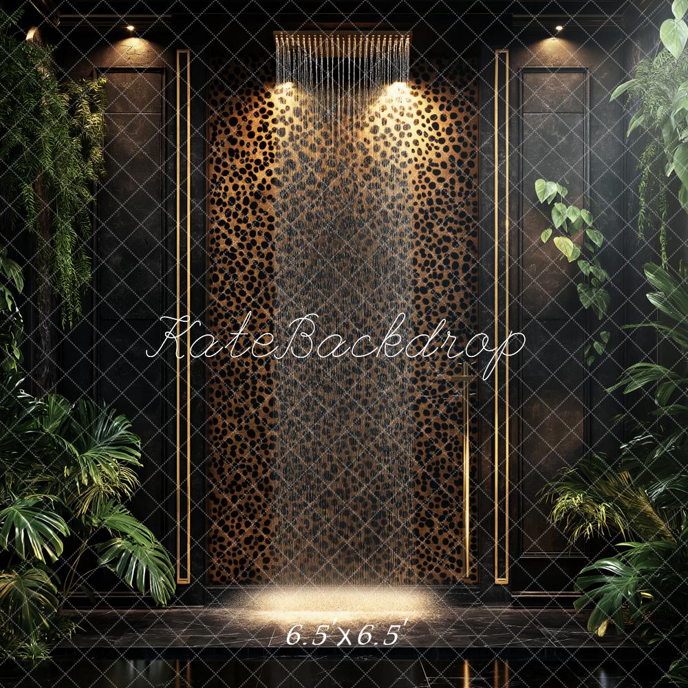 Kate Dschungel Pflanzen Leopardenmuster Modern Hintergrund Entworfen von Ashley Paul