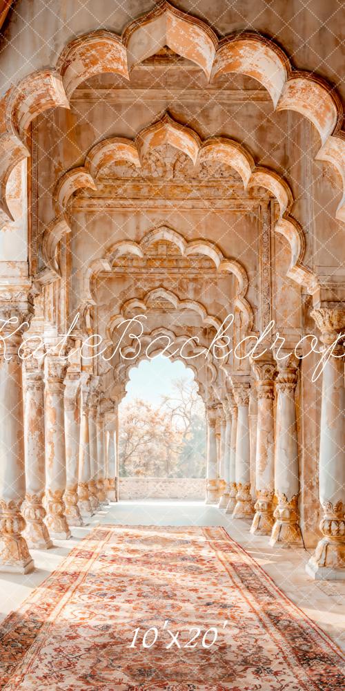 Kate Orientalische Architektur Säulen Teppich Braun Hintergrund Entworfen von Emetselch - Kate Backdrop.de