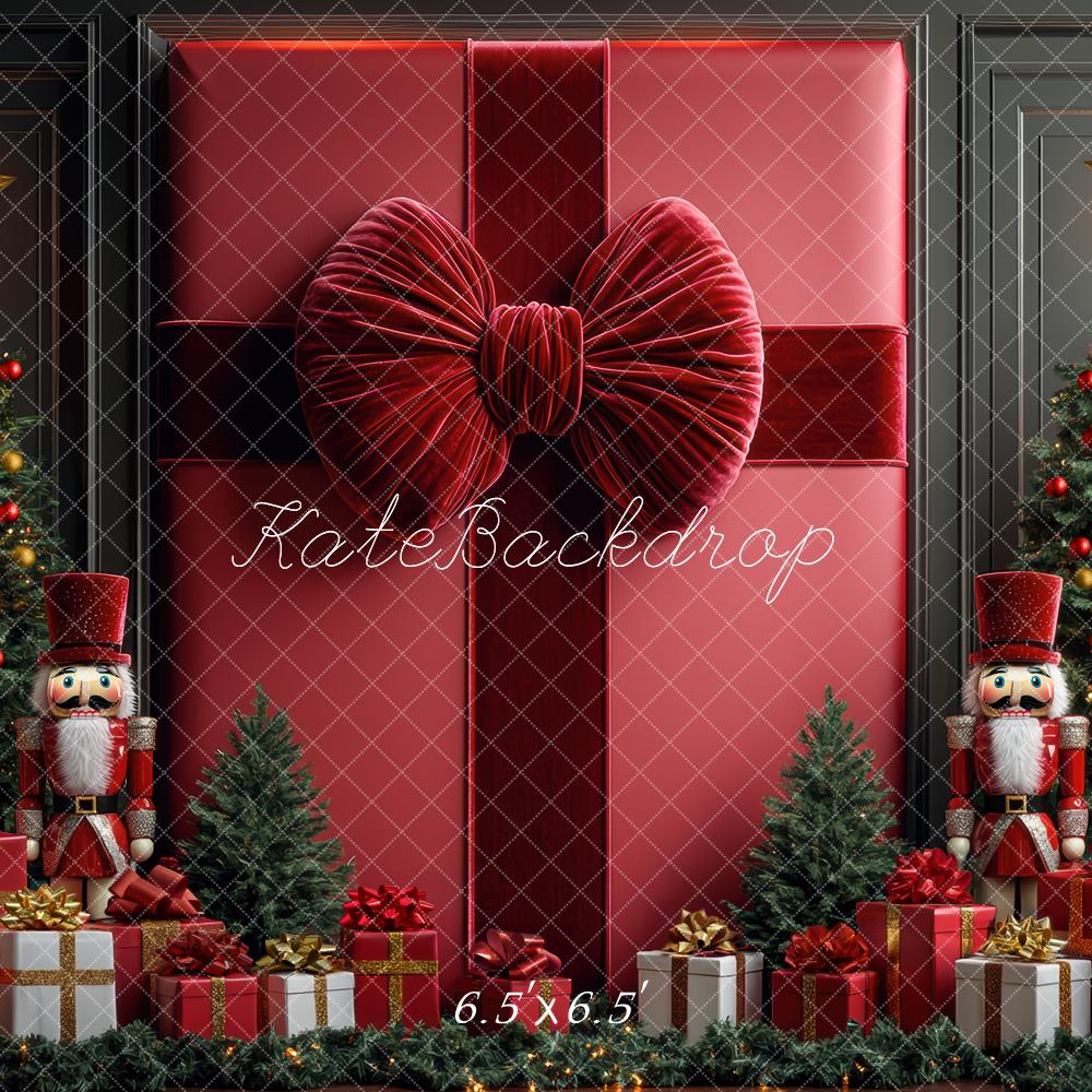 Kate Weihnachten Geschenkbox Nussknacker Rot Hintergrund Entworfen von Mini MakeBelieve - Kate Backdrop.de