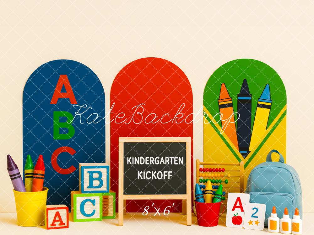 Kate Back To School ABC Buntstifte Farbig Hintergrund Entworfen von Patty Roberts - Kate Backdrop.de