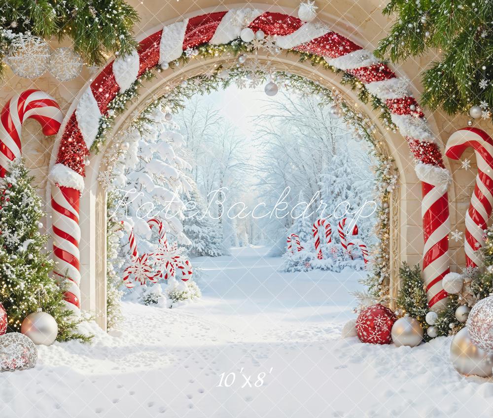 Kate Weihnachten Zuckerstangen Baum Rot Weiß Fleece Hintergrund Entworfen von Emetselch - Kate Backdrop.de