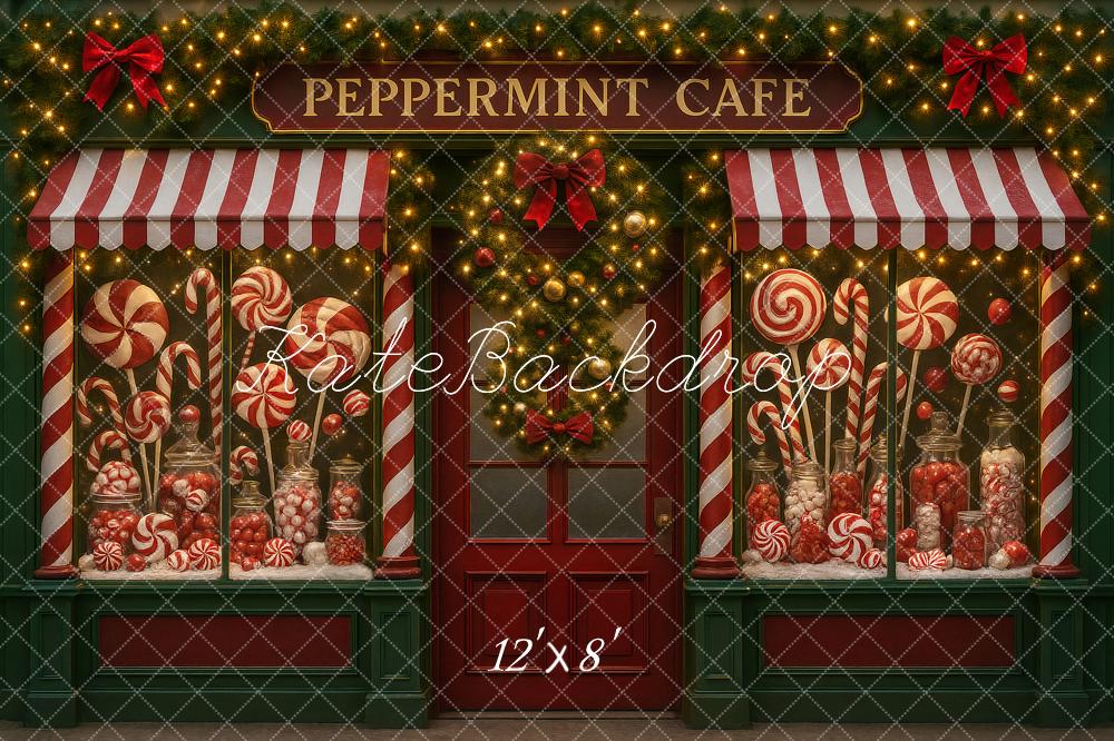 Kate Weihnachten Zuckerstangen Café Rot Weiß Hintergrund Entworfen von Ashley Paul