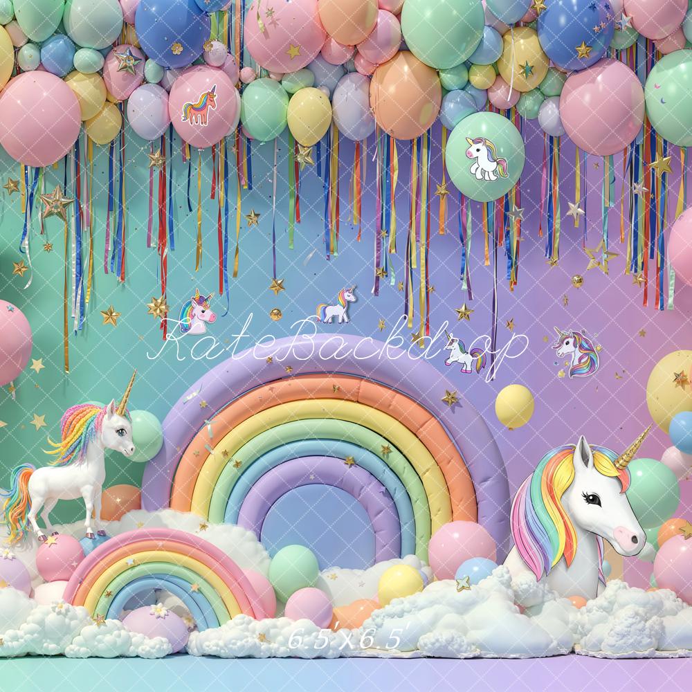 Kate Kinder Einhorn Regenbogen Pastell Hintergrund Entworfen von Emetselch