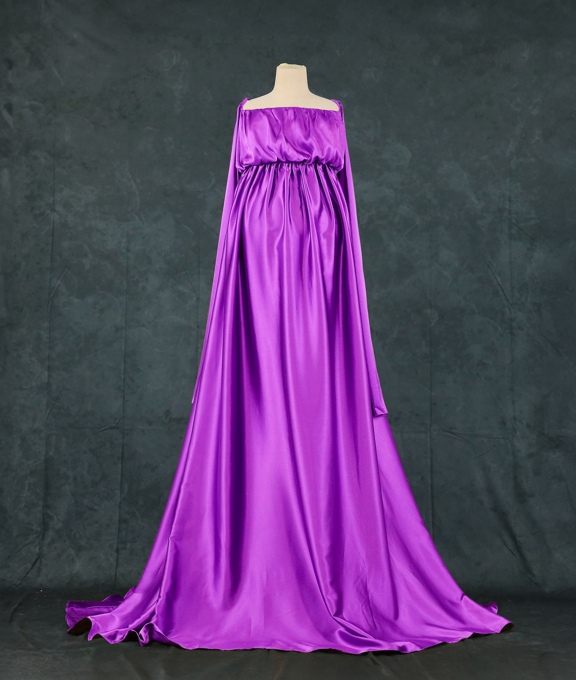 Kate Simulierte Seide Eine Schulter Schleppendes Mutterschafts-Fotoshooting Kleid - Kate Backdrop.de