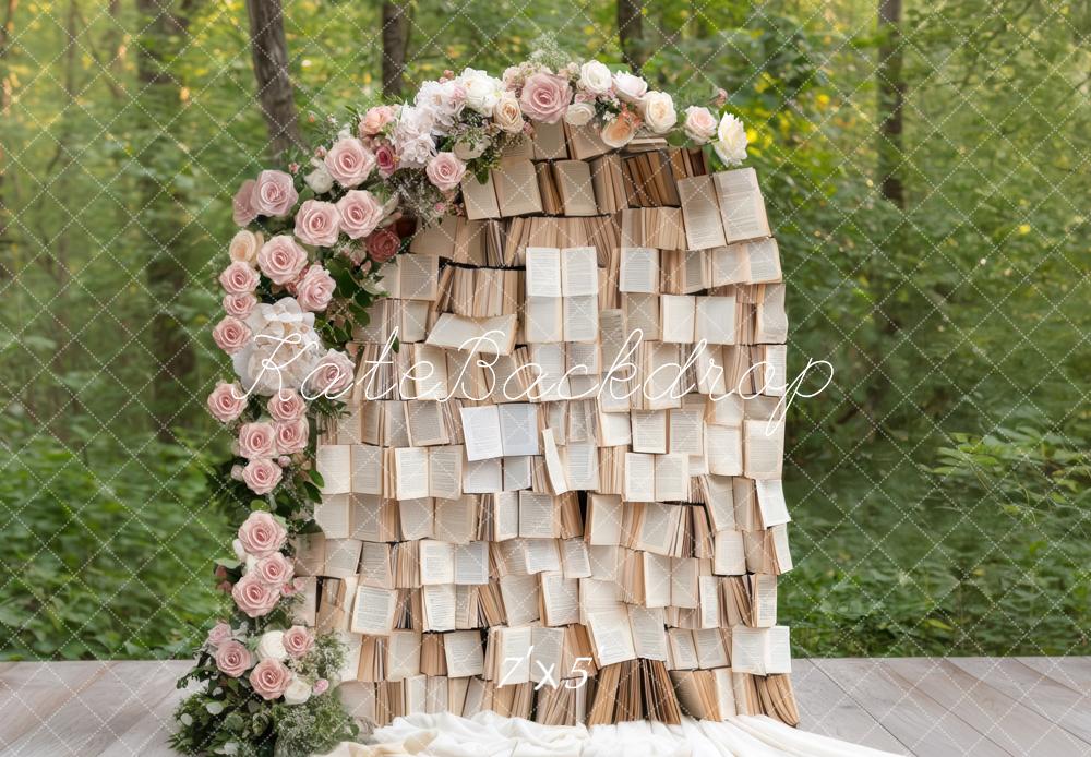 Kate Hochzeit Bücher Blumen Romantisch Hintergrund Entworfen von Mini MakeBelieve - Kate Backdrop.de