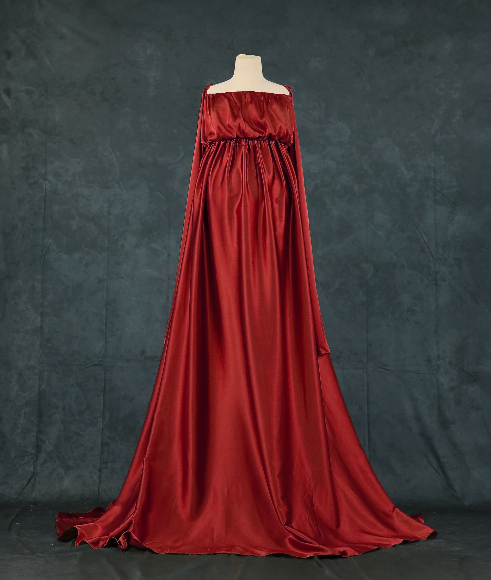Kate Simulierte Seide Eine Schulter Schleppendes Mutterschafts-Fotoshooting Kleid - Kate Backdrop.de