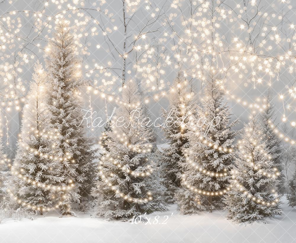 Kate Weihnachten Winterwald Tannen Lichter Hintergrund Entworfen von Emetselch - Kate Backdrop.de
