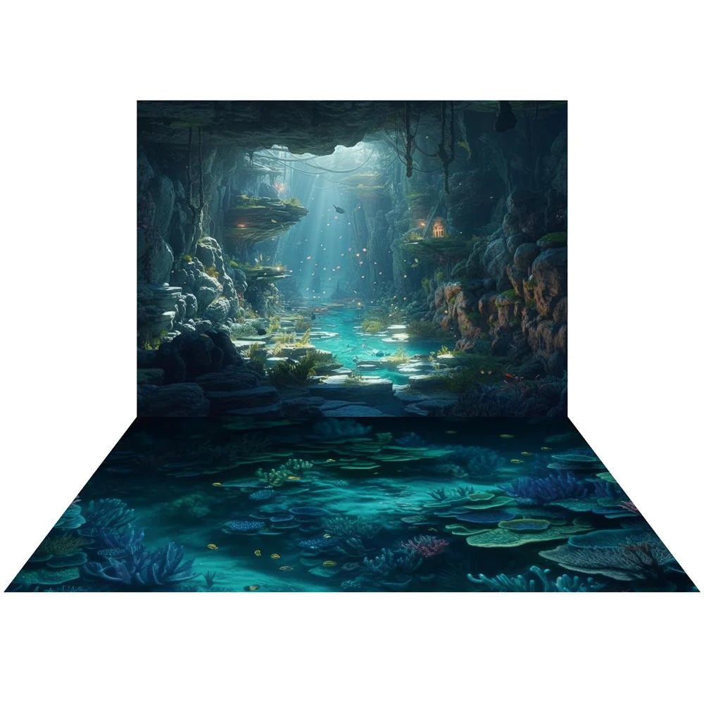 Kate Sommer-Unterwasser-Hintergrund+Unterwasser-Nixen-Höhlenboden-Hintergrund - Kate Backdrop.de